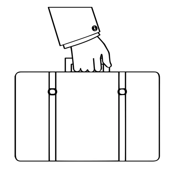 Hand holding a suitcase icon — Stock Vector