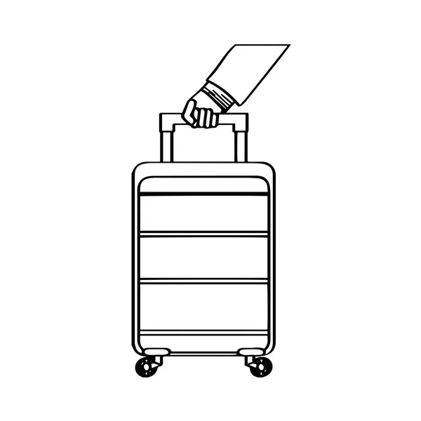 Mão segurando uma mala de viagem — Vetor de Stock