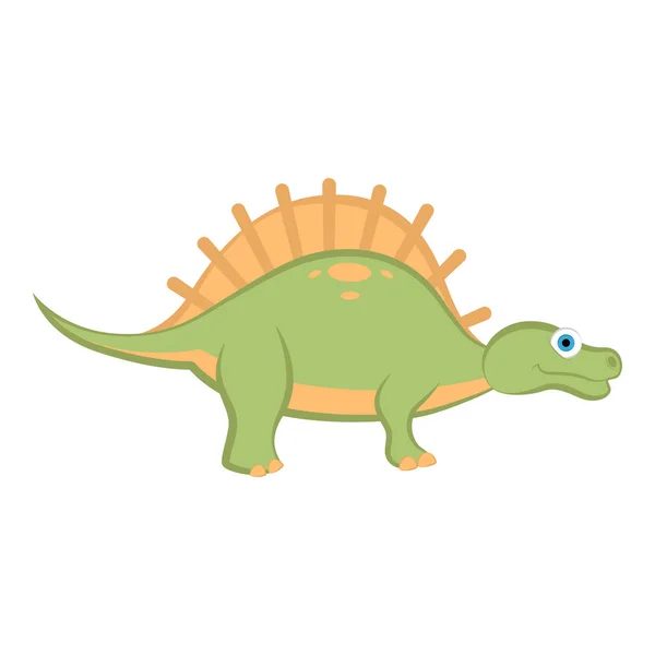 Lindo dinosaurio personaje de dibujos animados — Vector de stock