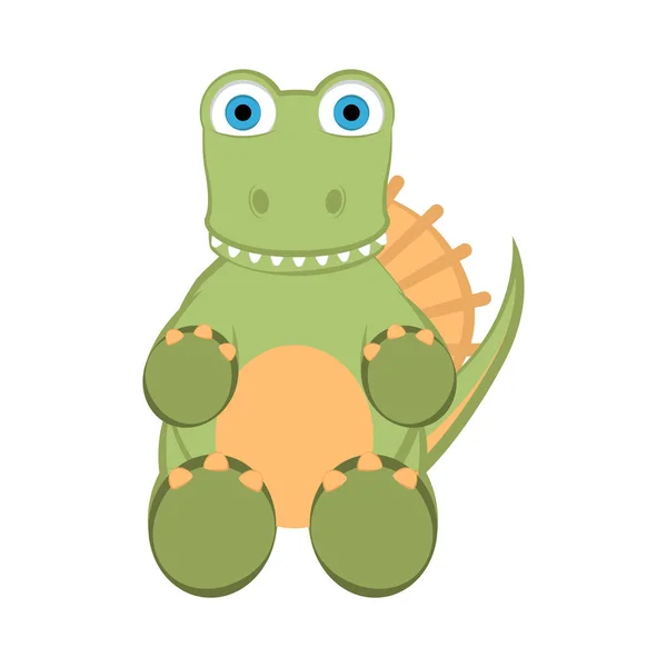 Lindo dinosaurio personaje de dibujos animados — Vector de stock