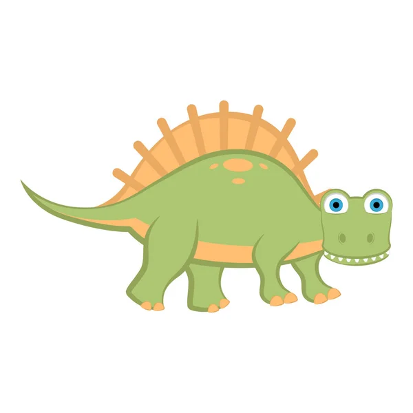 Lindo dinosaurio personaje de dibujos animados — Vector de stock