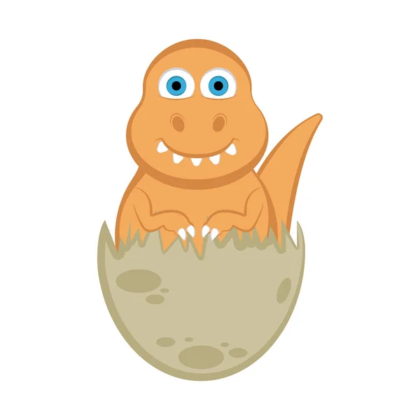 Mignon dinosaure sur une coquille d'oeuf — Image vectorielle