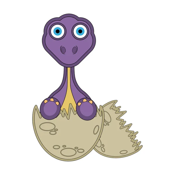 Милый динозавр на яичной скорлупе — стоковый вектор