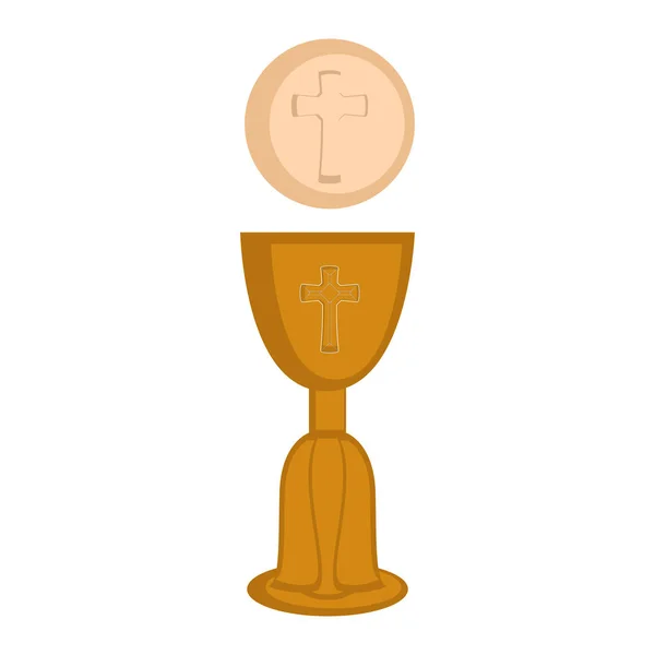 Communion cup and host — Stock Vector