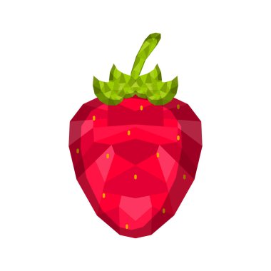 İzole geometrik çilek. Düşük poli