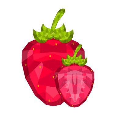İzole geometrik çilek kesti. Düşük poli