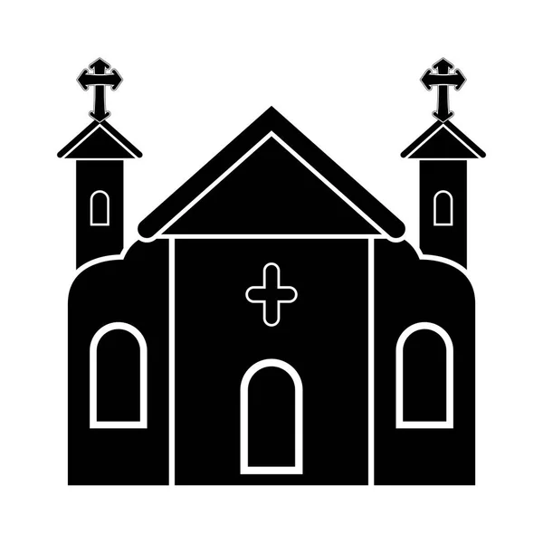 İzole Katolik Kilisesi siluet — Stok Vektör