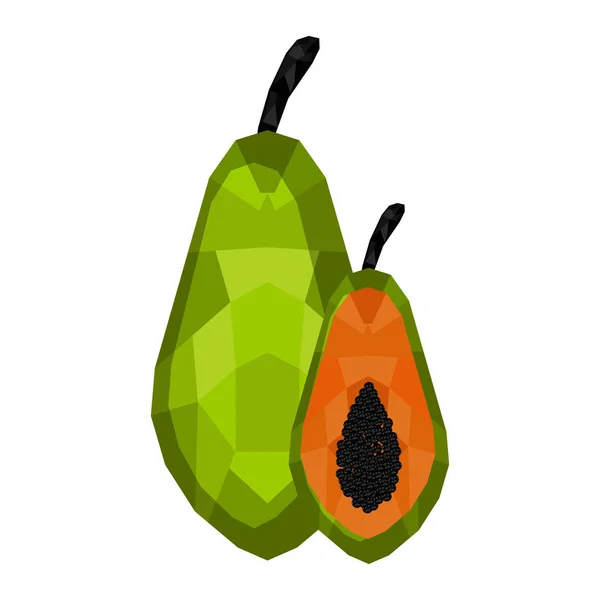 Isolierte geometrische Papaya geschnitten. Poly-arm — Stockvektor