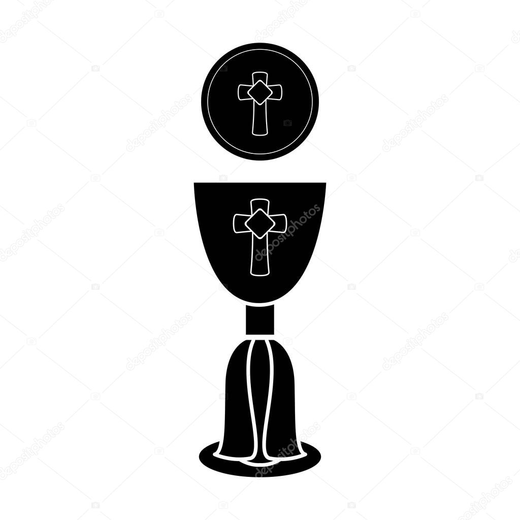 Silhouette of a communion cup and host