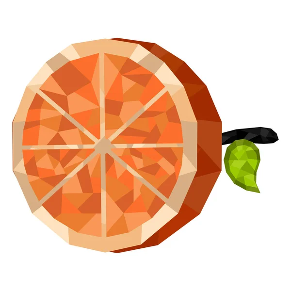 Isolerade geometriska apelsin skuren. Låg Poly — Stock vektor