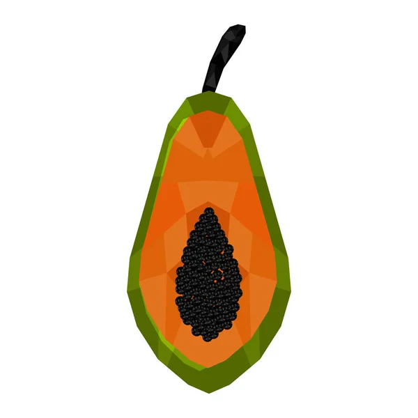 Corte aislado de papaya geométrica. Poli bajo — Archivo Imágenes Vectoriales
