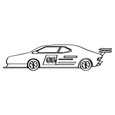 İzole yarış araba simge. Yan görünüm