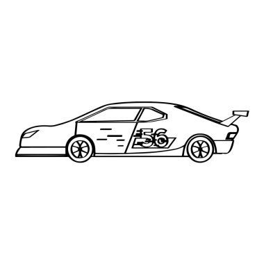 İzole yarış araba simge. Yan görünüm