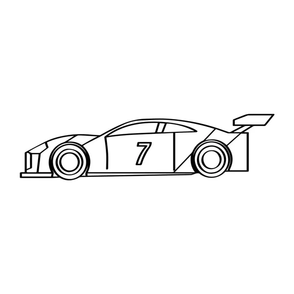 Ізольована Ікона Гоночного Автомобіля Вид Збоку Векторний Дизайн Ілюстрації — стоковий вектор