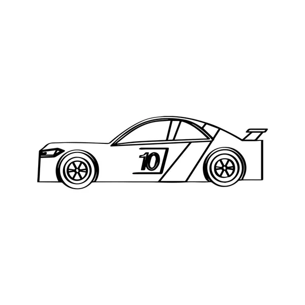 Elszigetelt racing autó ikon. Oldalnézet — Stock Vector