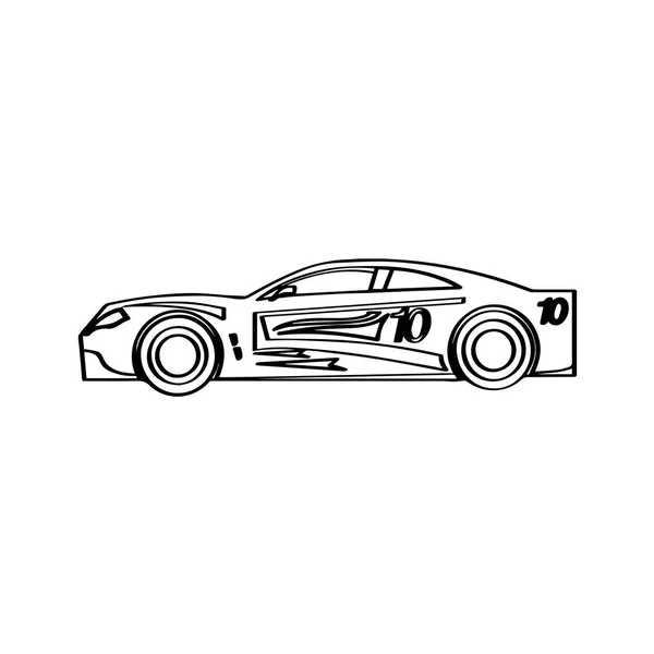 Icono de coche de carreras aislado. Vista lateral — Vector de stock