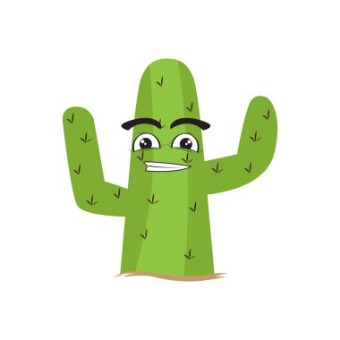 İzole mutlu kaktüs karakter