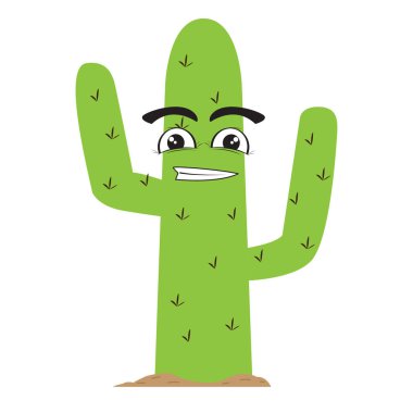 İzole mutlu kaktüs karakter