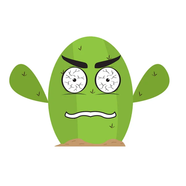 Geïsoleerde boos cactus karakter — Stockvector