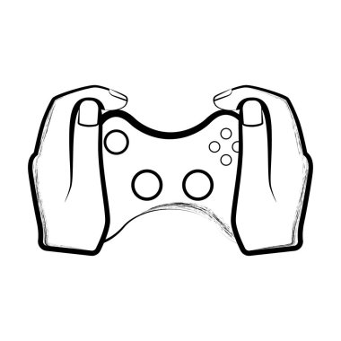 Bir oyun çubuğu tutan bir el kroki