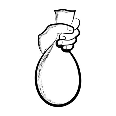 Bir çanta tutan bir el kroki