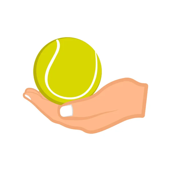 Ręka trzyma piłkę tenisową — Wektor stockowy