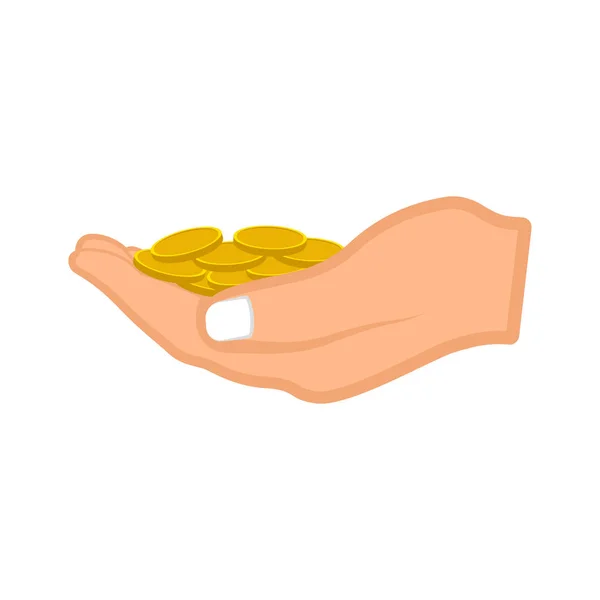 Hand holding gold coins — Stock Vector