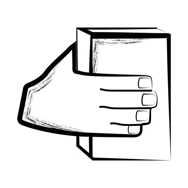 Boceto de una mano sosteniendo un libro — Archivo Imágenes Vectoriales