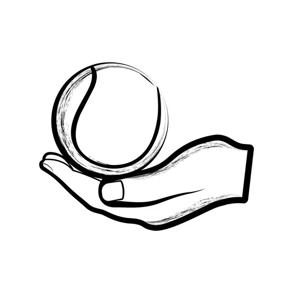 Croquis d'une main tenant une balle de tennis — Image vectorielle