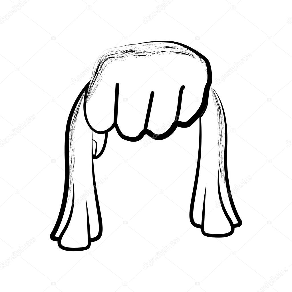 Sketch of a hand holding a cloth