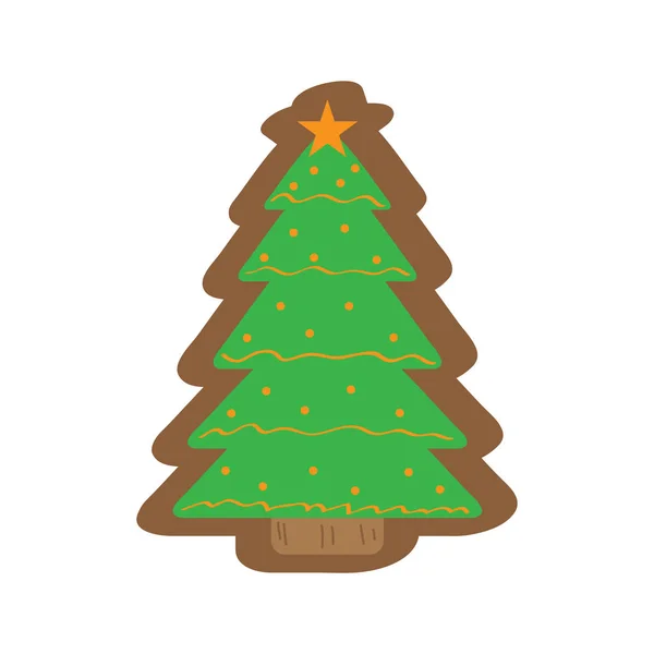 Gingerbread Christmas Tree Shape Vector Illustration Design — Stock Vector