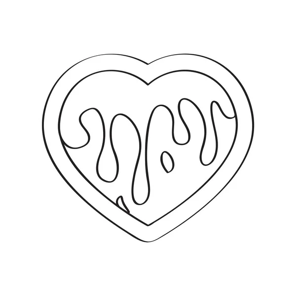 Pan de jengibre de Navidad con forma de corazón — Vector de stock