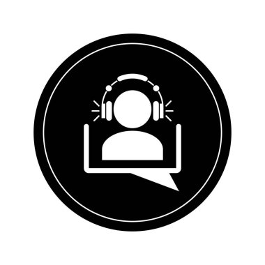 Erkekler siluet bir sohbet kabarcık kulaklıklar ile