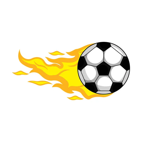 Balle de football isolée avec effet feu — Image vectorielle