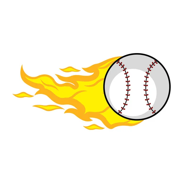 Balle de baseball avec effet feu — Image vectorielle