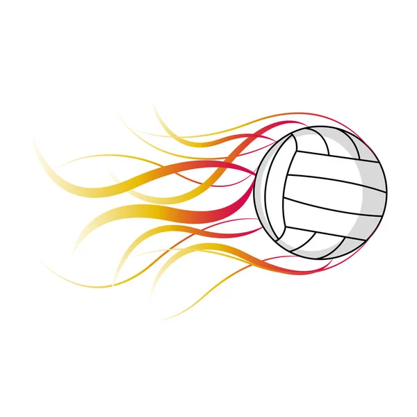 Isolated volleyball ball with a fire effect — Stock Vector