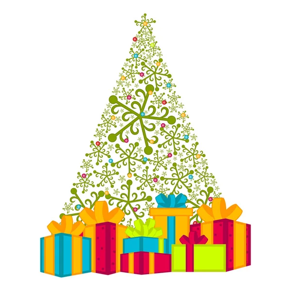 Abstract christmas tree with presents — Stock Vector