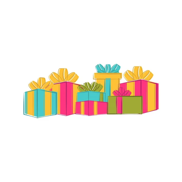 Sketch of a group of christmas presents — Stock Vector