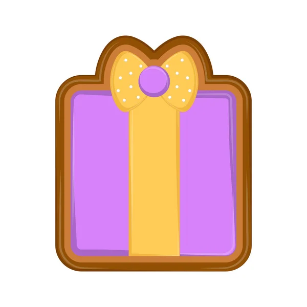 Isolated gift box gingerbread — Stock Vector