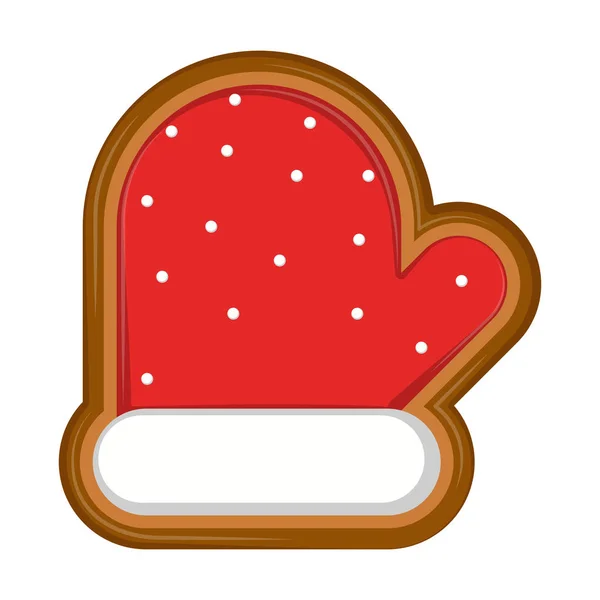 Guante de Navidad aislado pan de jengibre — Vector de stock