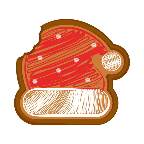 Isırıldı Noel şapka gingerbread — Stok Vektör