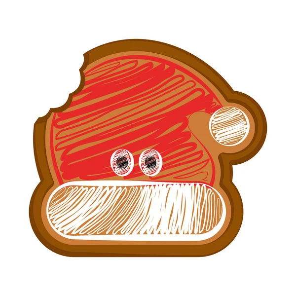 Bitten Christmas hat gingerbread — Stock Vector