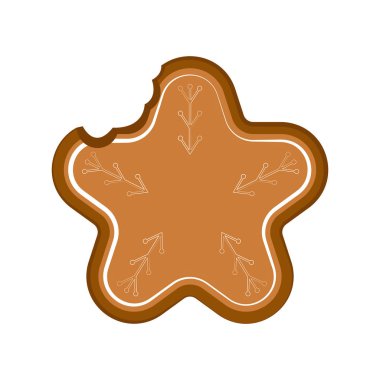 Isırıldı Noel yıldız gingerbread izole. Vektör çizim tasarım