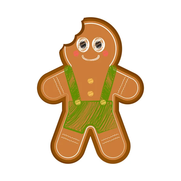 Isolerade Glad Bitten Gingerman Cookie Vektor Illustration Design — Stock vektor