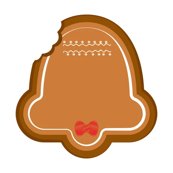 Bitten christmas bell gingerbread — Stock Vector