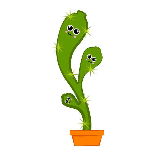 Happy kaktus v květináči květiny — Stockový vektor