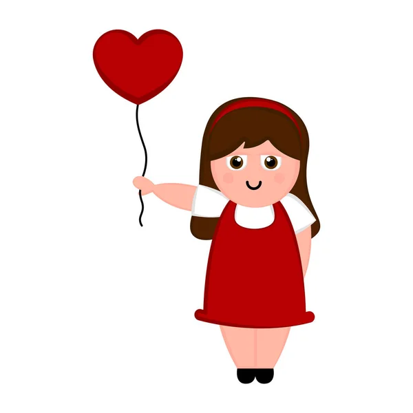 Boldog nő a szív ballon — Stock Vector