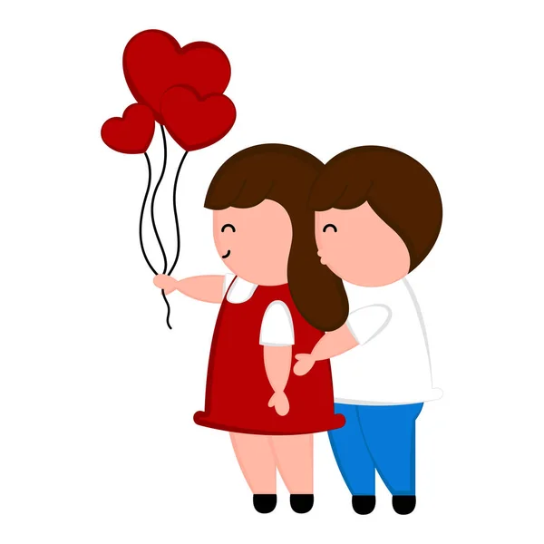 Ізольована Щаслива Пара Закохана Серцеві Кульки День Святого Валентина Векторний — стоковий вектор
