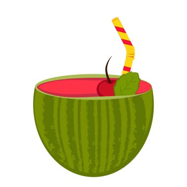 İzole karpuz kokteyl görüntü. Vektör çizim tasarım
