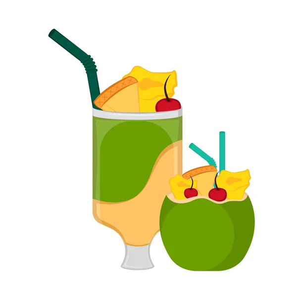 Image cocktail noix de coco — Image vectorielle